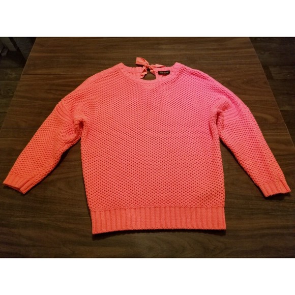 Ted Baker Sweaters - Ted Baker London Sweater Women Size 1 Coral Orange Knit Ribbon Bow Tie Aveleen